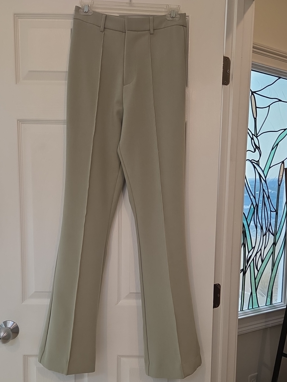High-Waist Boot Cut Pants in Sage Green High Waist